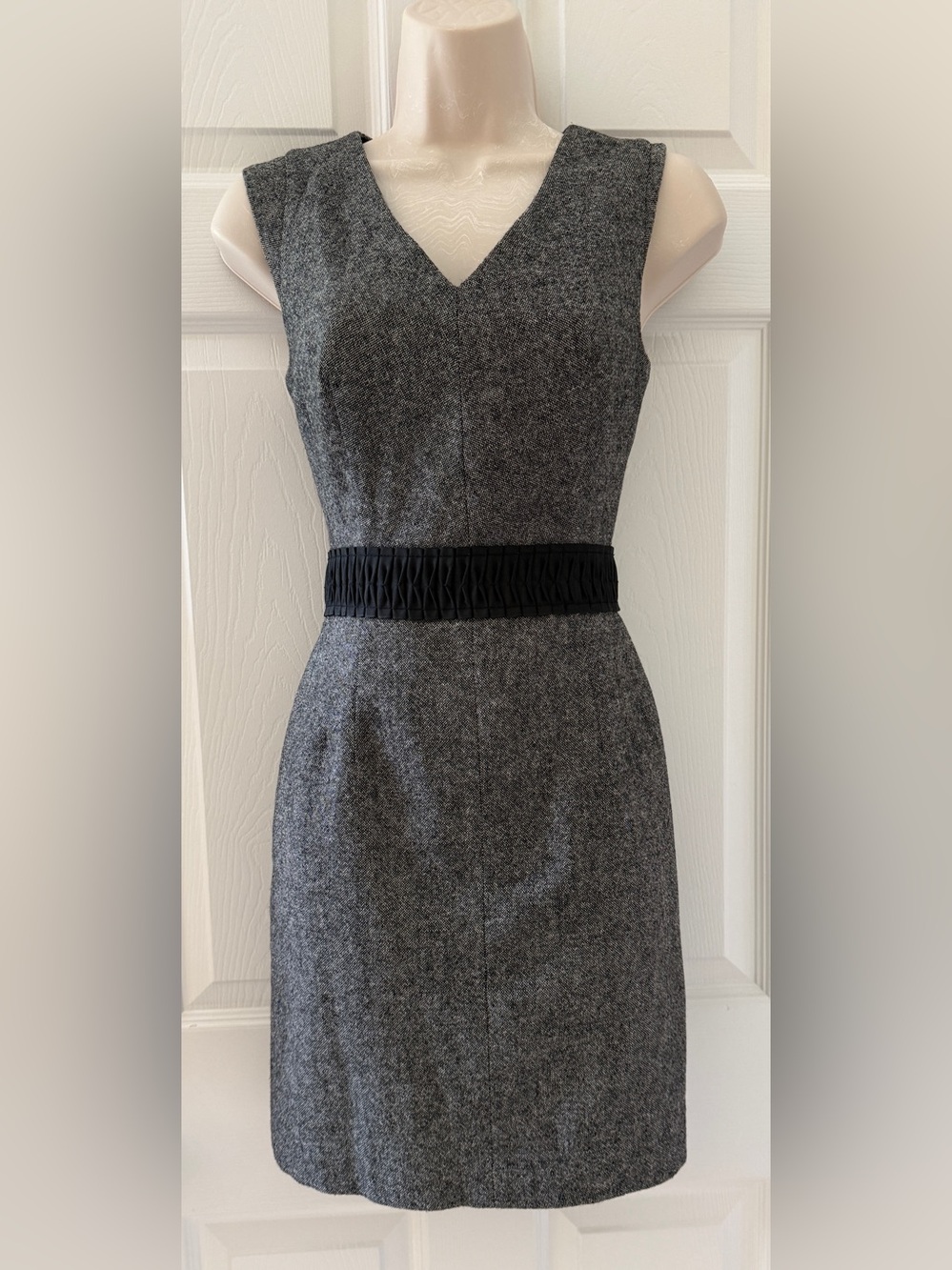 Banana Republic Wool-blend Grey Tweed Lined Career Stretch Sheath Dress Size 0P